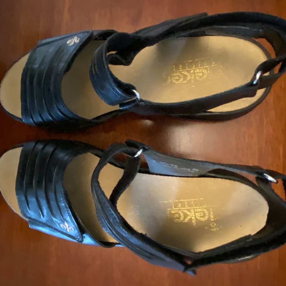 Rieker Women's Black Leather Adjustable Strap Sandals - Picture 10 of 16